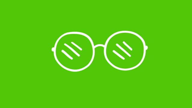 Cartoon Glasses icon isolated on green background. 4K Video motion graphic animation.
