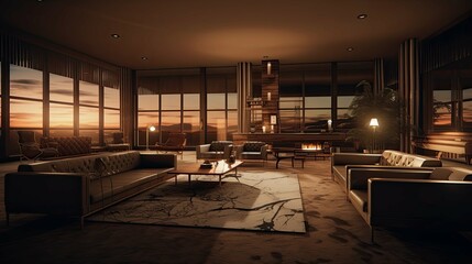 Fototapeta premium Interior of a hotel. AI generated art illustration.
