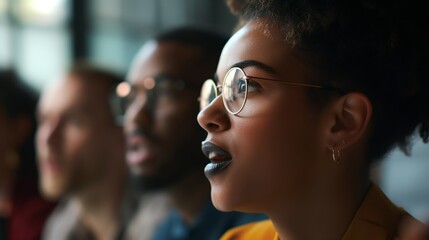 Engagement Young Professional Expressing Ideas in a Diverse Team Huddle