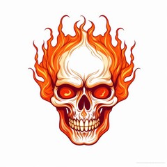 A skull with flames coming out of its forehead