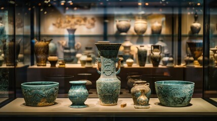 Fototapeta premium Ancient artifacts from China showcase the rich cultural heritage and historical significance of the country, offering glimpses into its past civilizations and traditions.