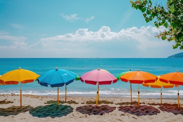 Colorful umbrellas on the beach