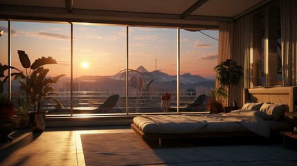 Interior of room. AI generated art illustration.