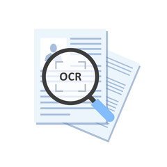 OCR Magnifying Glass Document Scan Banner Vector Illustration