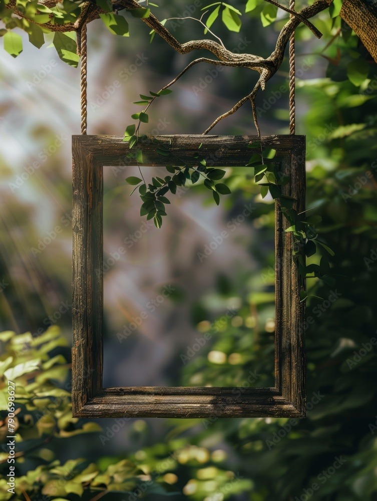 Poster An empty frame swaystree branch in serene outdoor setting.