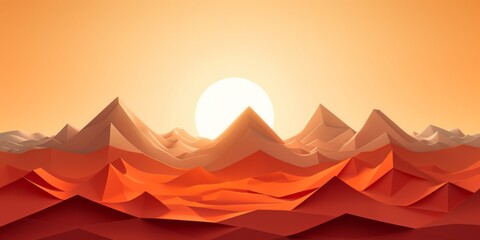 Fototapeta na wymiar An illustration features majestic mountains bathed in sunlight, rendered with a stunning 3D effect for an immersive visual experience.