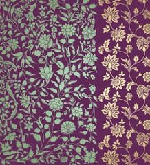 wedding card design, traditional paisley floral pattern , royal India	