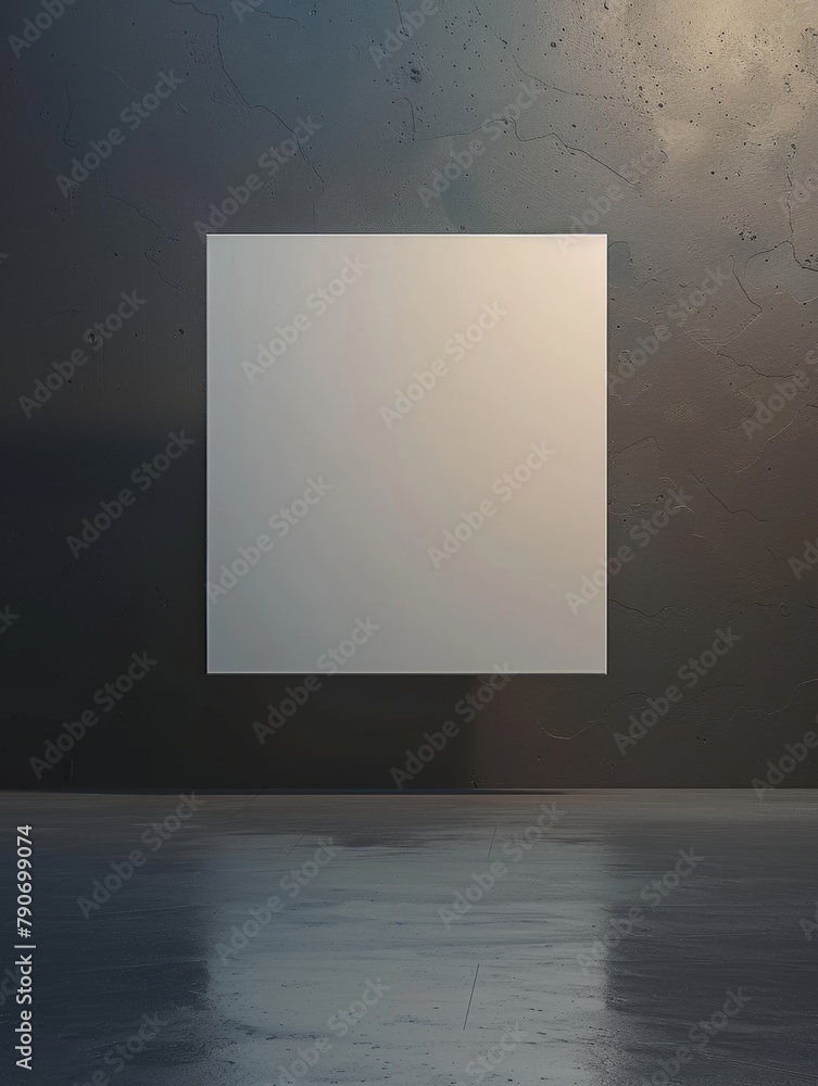 Poster Pristine Canvas Floating in Dark Void Illuminated By Sparkling Light