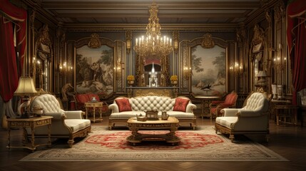 Interior of church. AI generated art illustration.