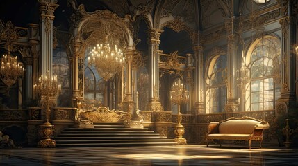 Obraz premium Interior of church. AI generated art illustration.