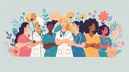 Flat Illustration midwifes and nurse