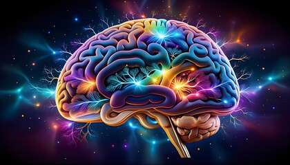 Creative Mind: A Vibrant Brain Illustration - obrazy, fototapety, plakaty