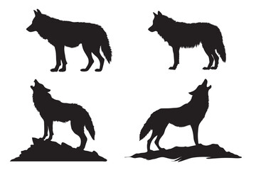 Silhouette of wolf Scouting black flat icon isolated on white