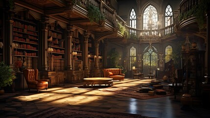 Obraz premium Interior of the church of st mary. AI generated art illustration.