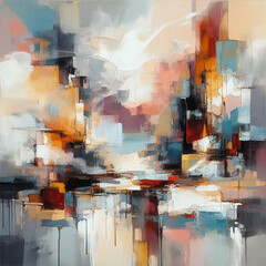 Brush strokes in the style of modern abstraction. The painting is done in oil on canvas. - 790703800