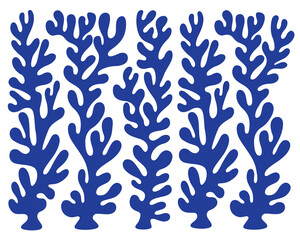 blue sea coral vector flat illustration