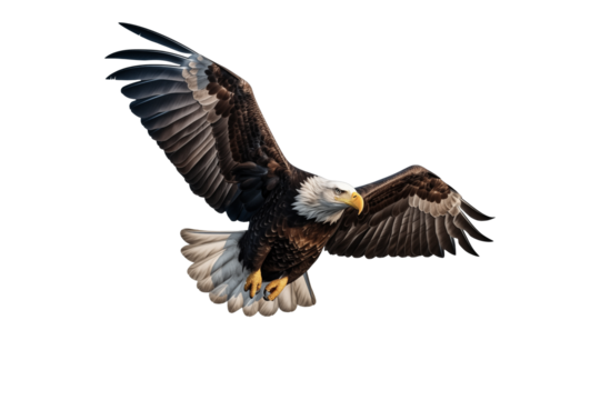 Eagle fly on transparent from die cutting, US concept, PNG