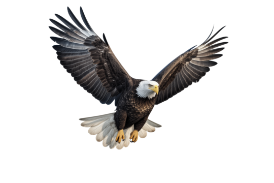 Eagle fly on transparent from die cutting, US concept, PNG