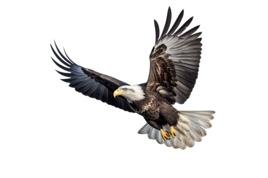 Eagle fly on transparent from die cutting, US concept, PNG