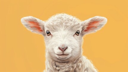 Adorable hand drawn nursery portrait of a sheep