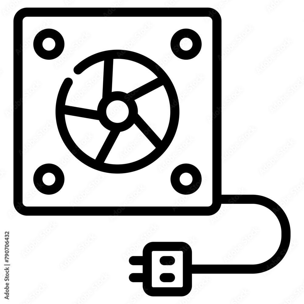 Poster computer fan vector icon outline style. perfect use for logo, presentation, website, and more. moder