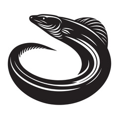 eel silhouette vector illustration white background