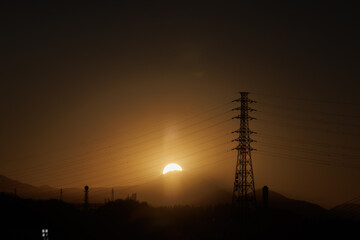 富士山_夕方_太陽