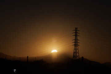 富士山_夕方_太陽