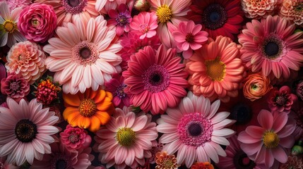 A bouquet of flowers with many different colors and types of flowers
