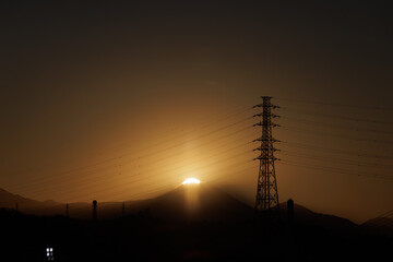 富士山_夕方_太陽