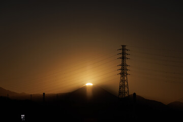 富士山_夕方_太陽