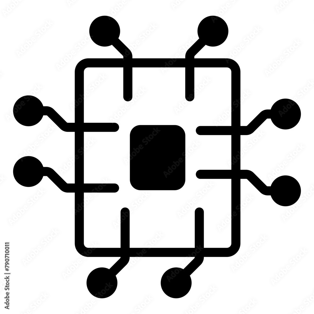 Poster processor and chip vector icon solid line style. perfect use for logo, presentation, website, and mo