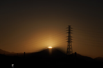 富士山_夕方_太陽