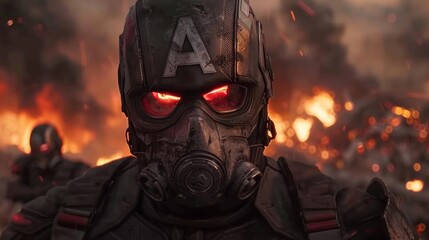 Captain America Villain Version in the war arena. 