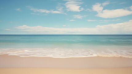 Fototapeta na wymiar A Serene and Idyllic Tropical Beach with Clear Blue Sky and Calm Ocean