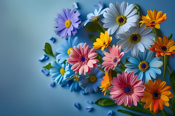 Bouquet of colorful bright flowers