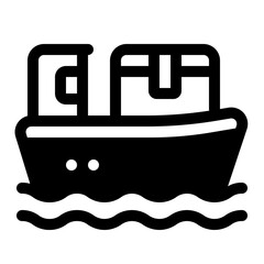 Cargo Ship Glyph Icon