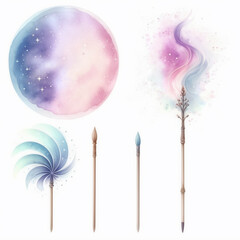 magic wand and moon set