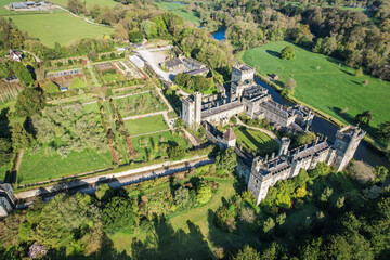Behold Lismore Castle in County Waterford, Ireland, as if viewed through the eyes of an eagle,...