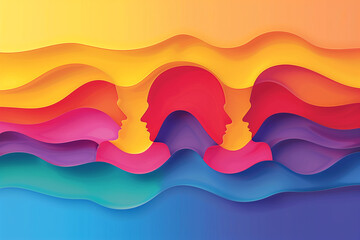 Fototapeta premium Artistic illustration of pride parade people. LGBTQ pride.