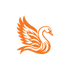 Orange and White Illustration of Swan