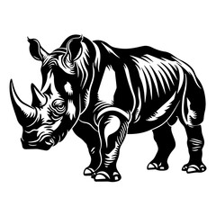 Fototapeta premium A black and white illustration of a rhinoceros.