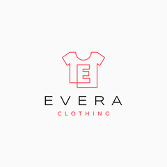 E letter tee tshirt apparel clothing monogram logo vector icon illustration
