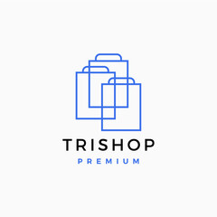 bag shop shopping three triple chart store logo vector icon illustration