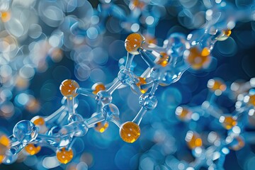 3D rendering of a molecular structure with a blue background