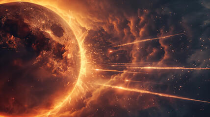 Cataclysmic Celestial Event Signaling a Planet's Fiery Demise - obrazy, fototapety, plakaty