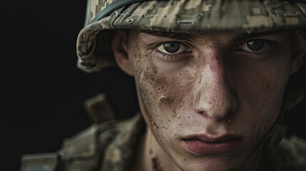 Fototapeta premium portrait of a soldier who died in combat