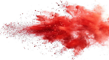 Red holi festival powder explosion on white backdrop, vibrant color splash, colors of the year 2074.