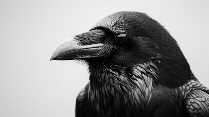 Fototapeta premium Black Raven Stark White Background