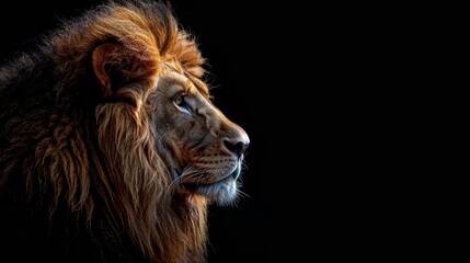 Majestic Lion Rich Mane Black Background